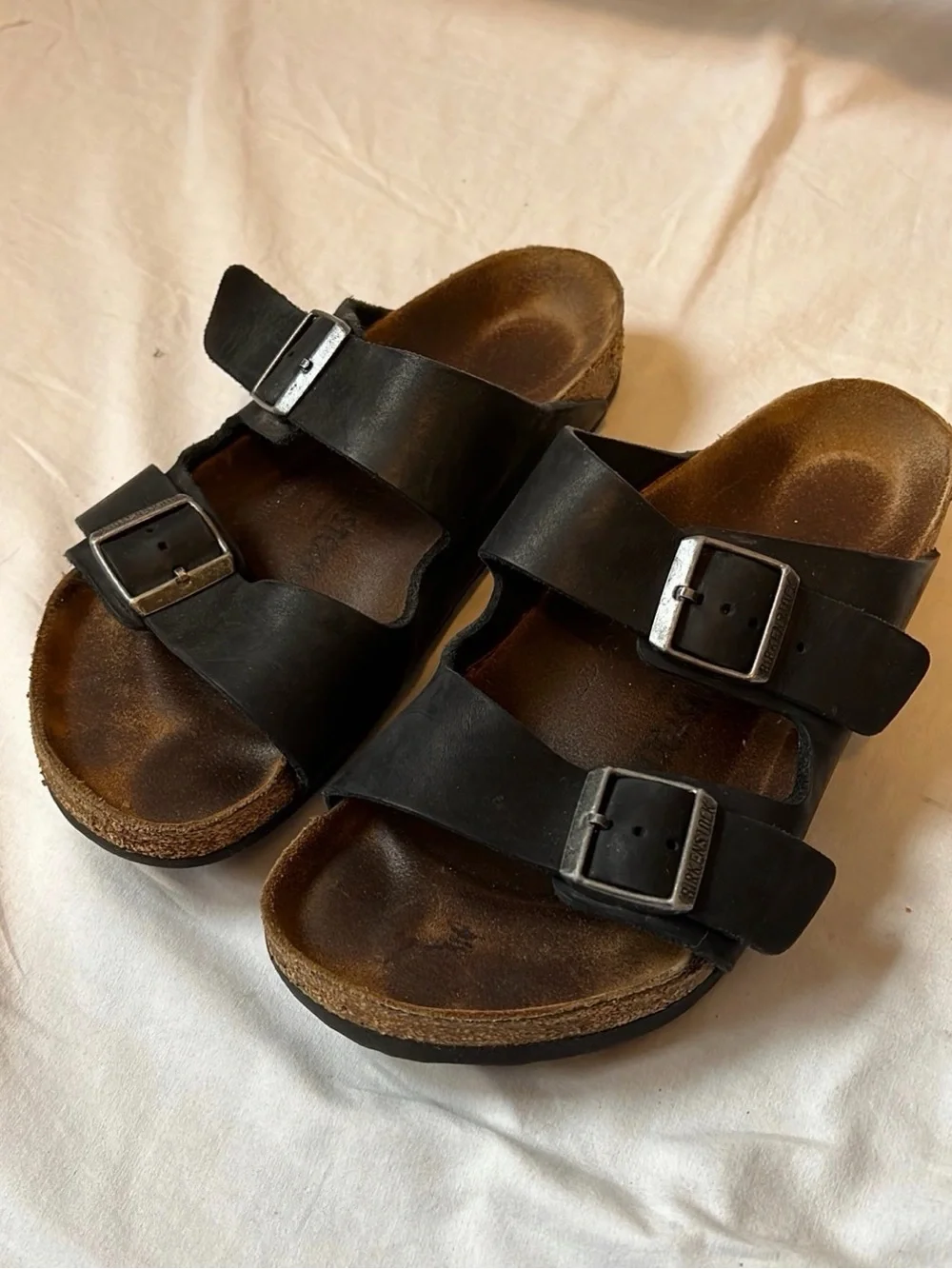 Birkenstock Black Two-Strap Leather Sandals